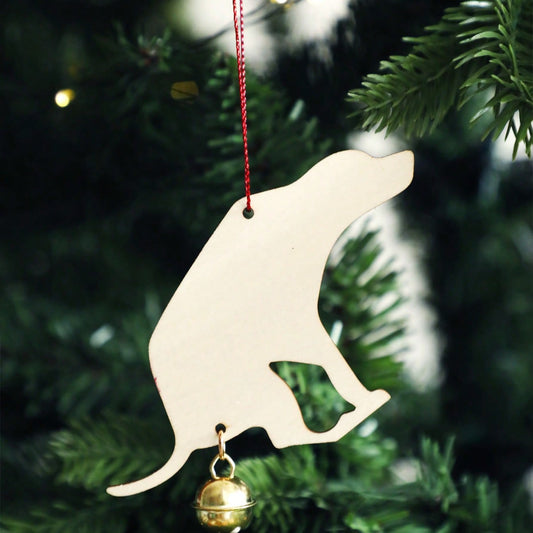 dog silhouette Christmas ornament - styled photo