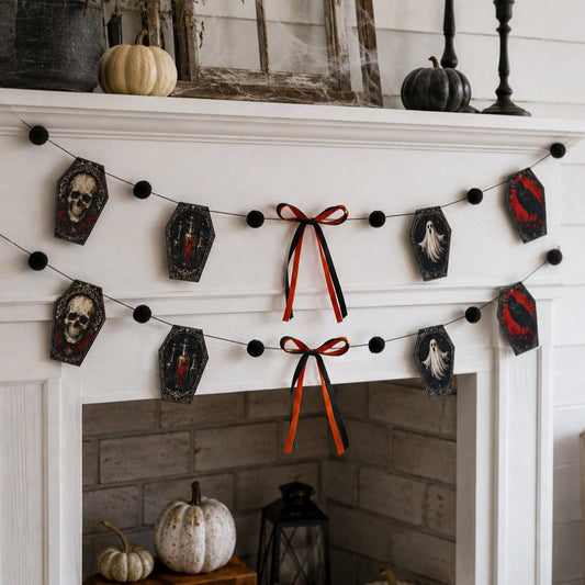 skull coffin raven gothic garland - styled photo