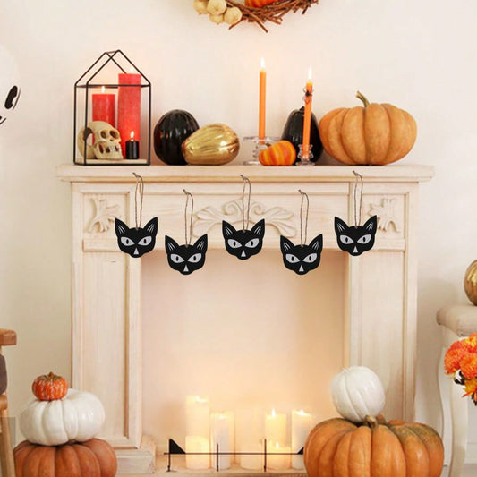 black cat hanging ornaments - styled photo