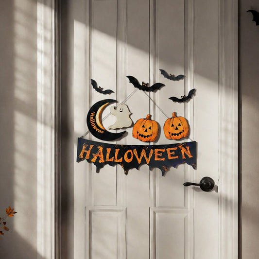 Happy Halloween banner pumpkin bat set - styled photo