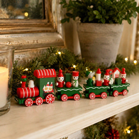 Christmas train elf snowman decor - styled photo