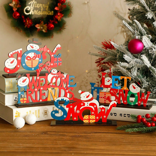 let it snow snowman tabletop sign - styled photo
