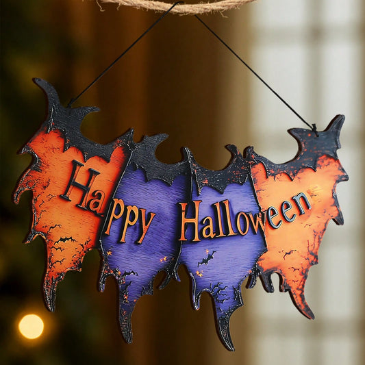 Happy Halloween bat banner sign - styled photo