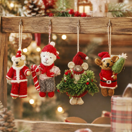 felted wool Christmas ornament - styled photo