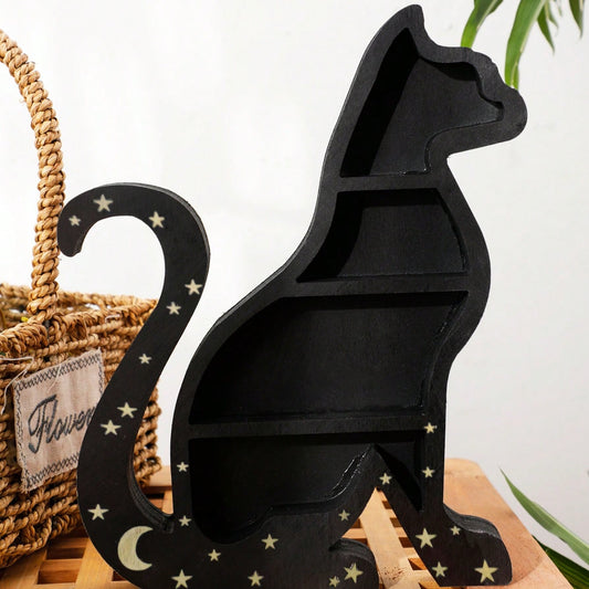 black cat crystal display shelf - styled photo