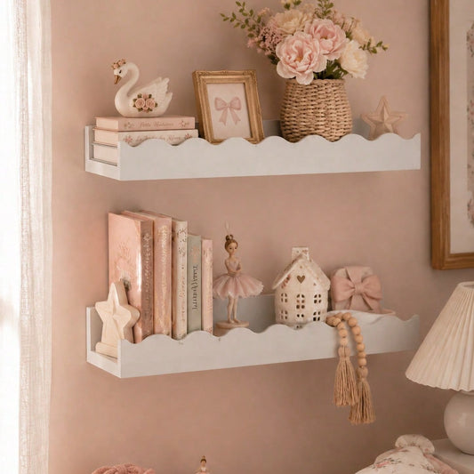 wavy edge floating wall shelf - White photo 2