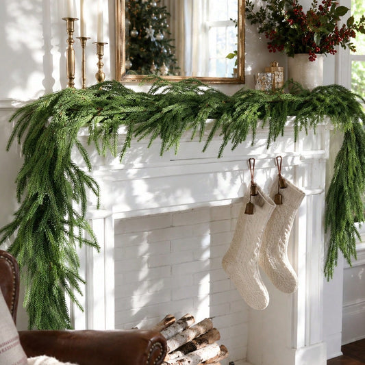 realistic pine garland - styled photo