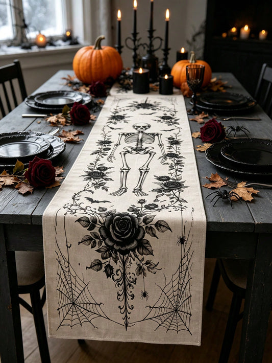 skull black rose table runner - photo 2