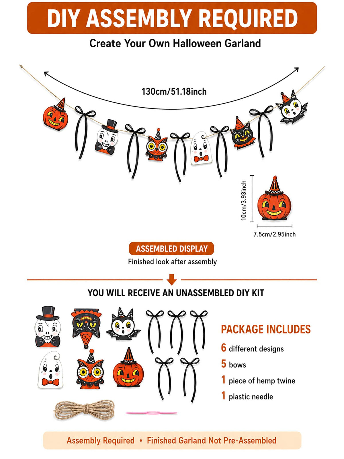 pumpkin owl black cat Halloween garland - photo 4