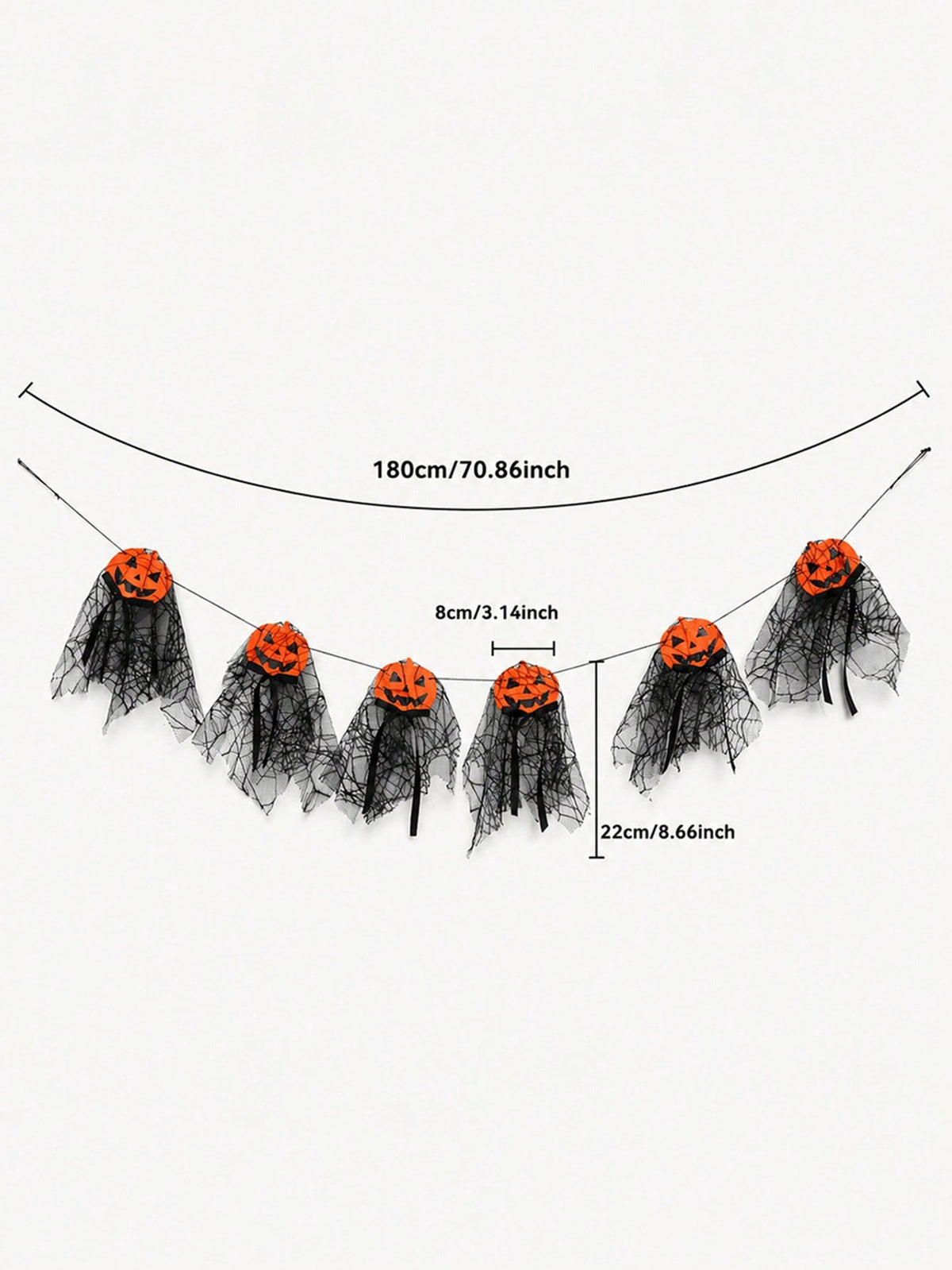 pumpkin black tulle Halloween garland - photo 4