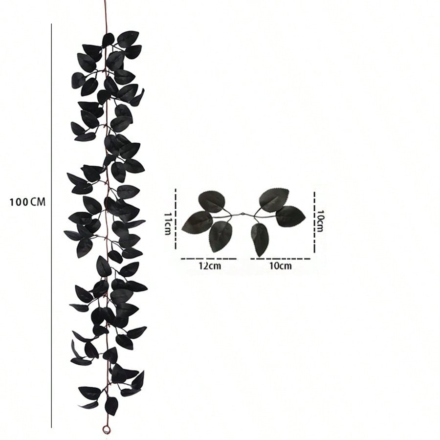 Halloween maple leaf garland black leaf vine style, about 100 cm