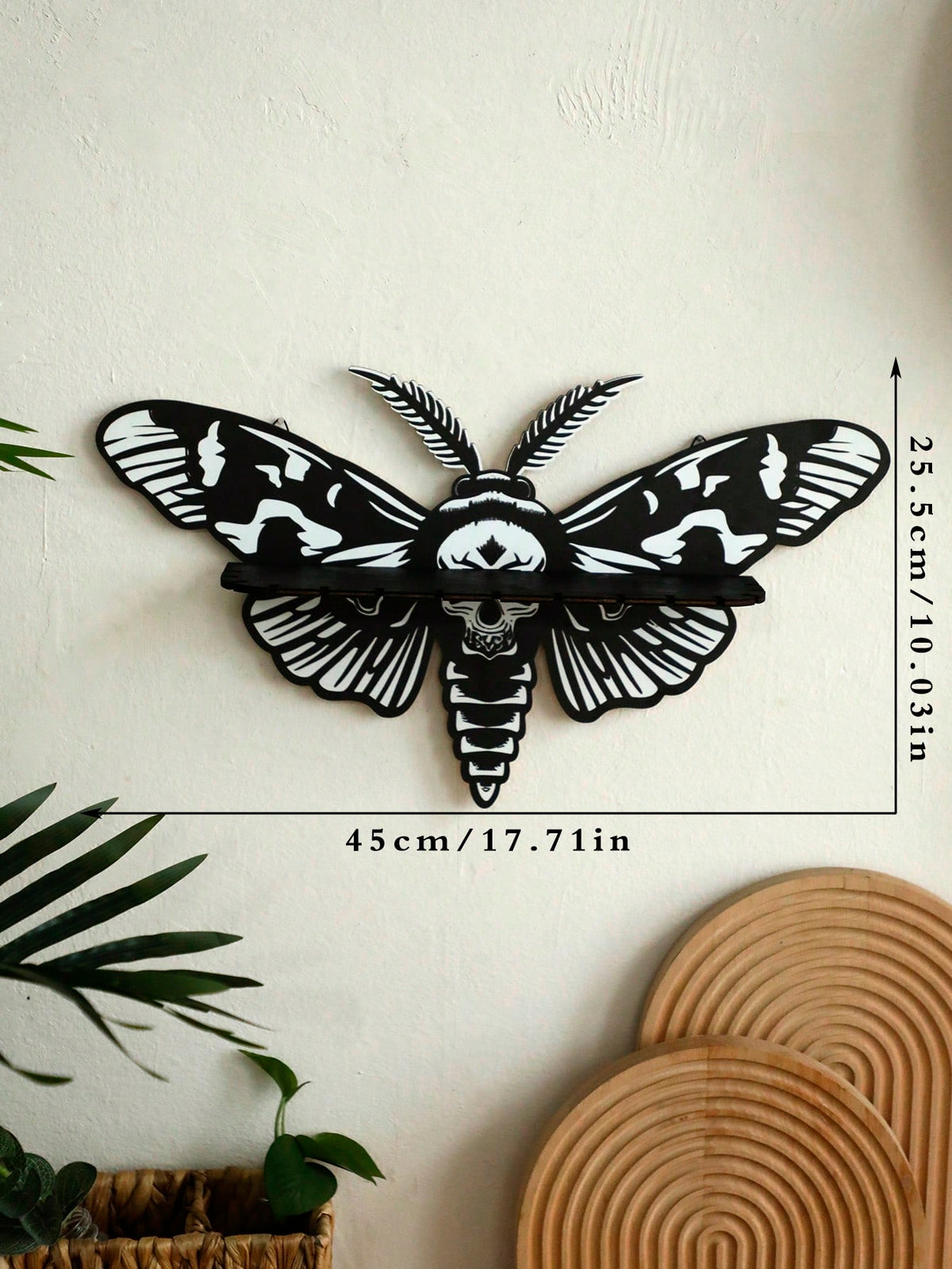 death's head moth wall shelf - Black & White