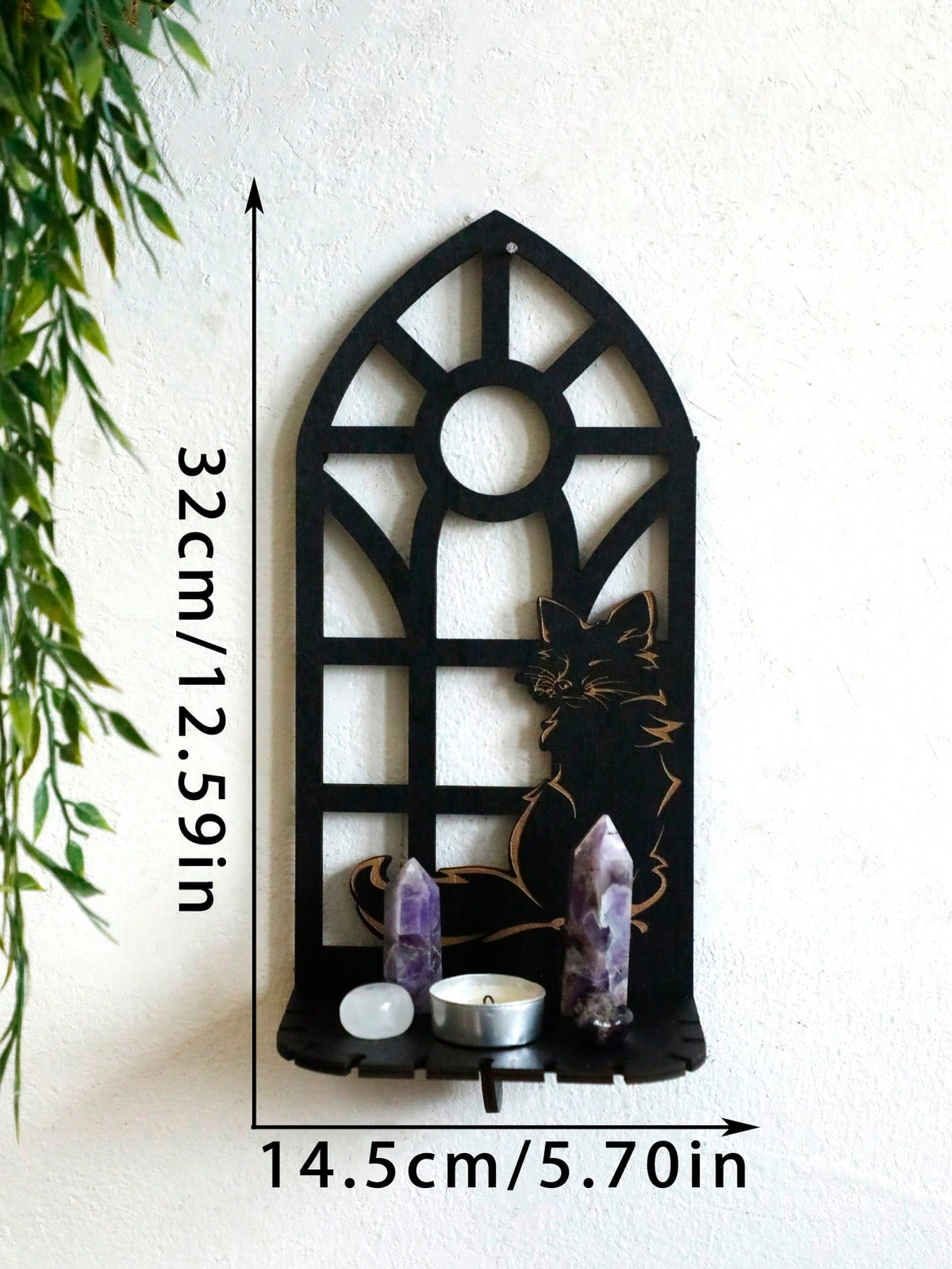 gothic window crystal wall shelf - Round Window option