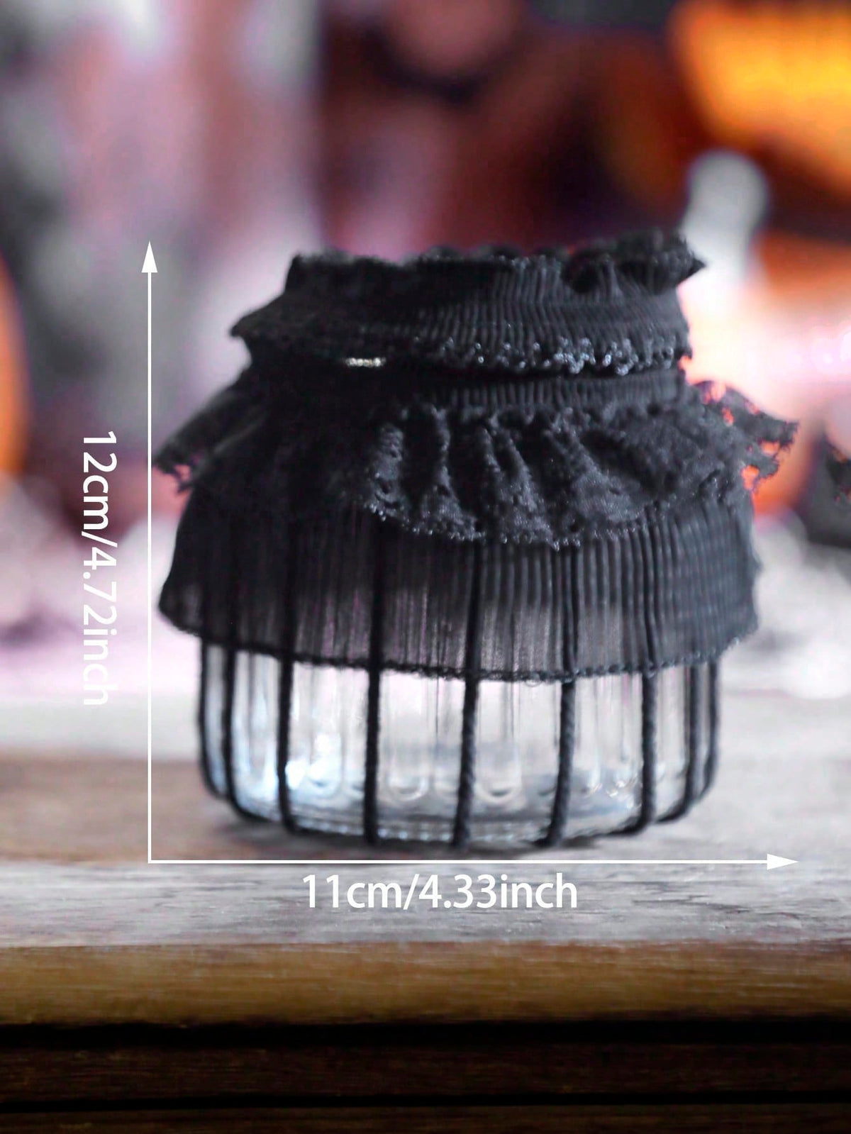 gothic lace jar candle holder - Small option