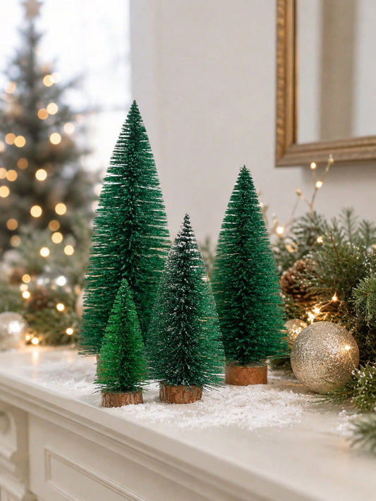 4pcs Green Desktop Christmas Tree Decor