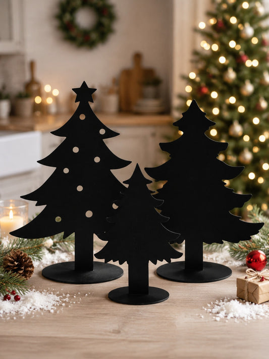 3pcs Desktop Christmas Silhouette Tree Ornament Freestanding