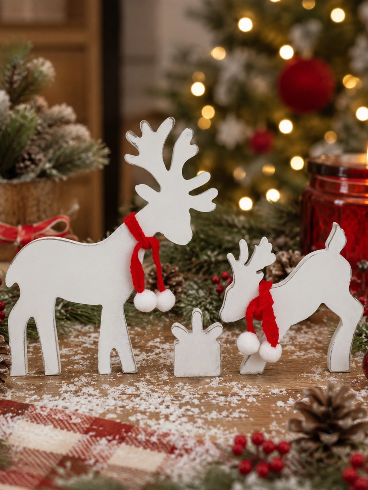 1 Set Christmas Reindeer Desktop Standing Ornament Holiday