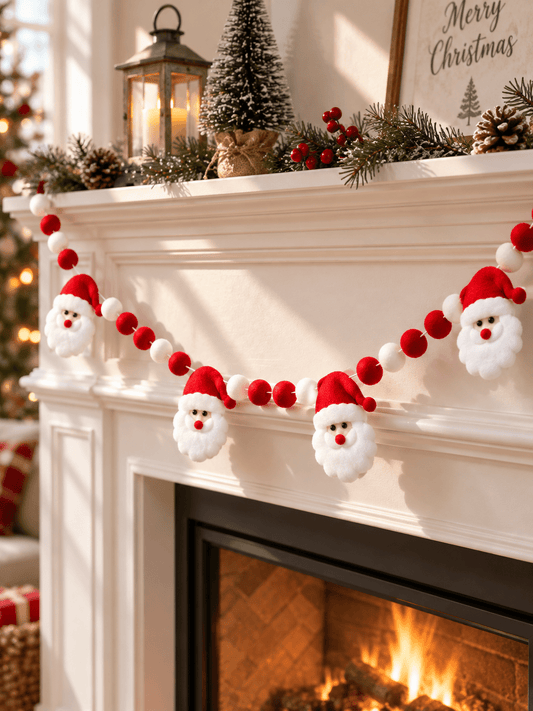 Santa Claus Christmas Wreath Hanging Ornament Fireplace Mantel Tree