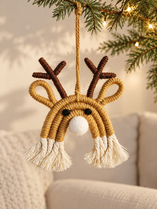 Reindeer Arch Hanging Decor Deer Horn Tassel Trim Christmas Tree