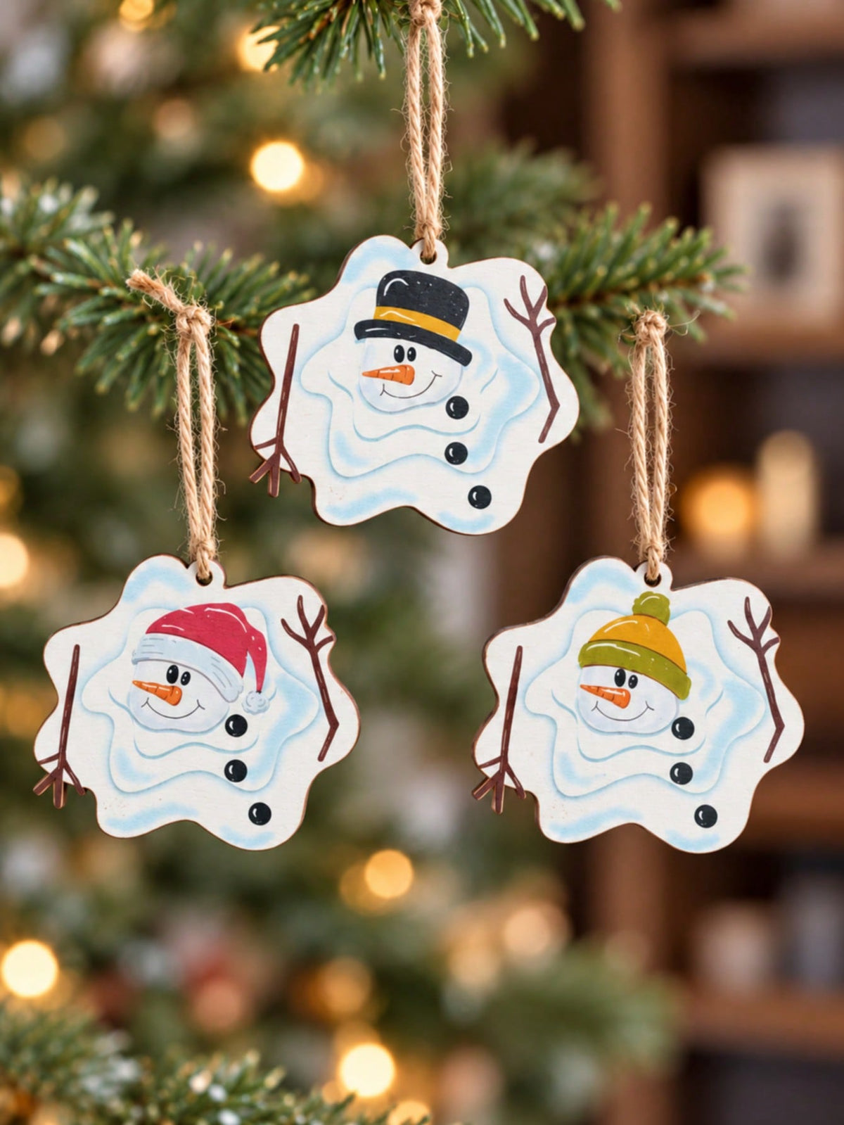 Snowman Snowflake Christmas Hanging Ornaments Cartoon Winter