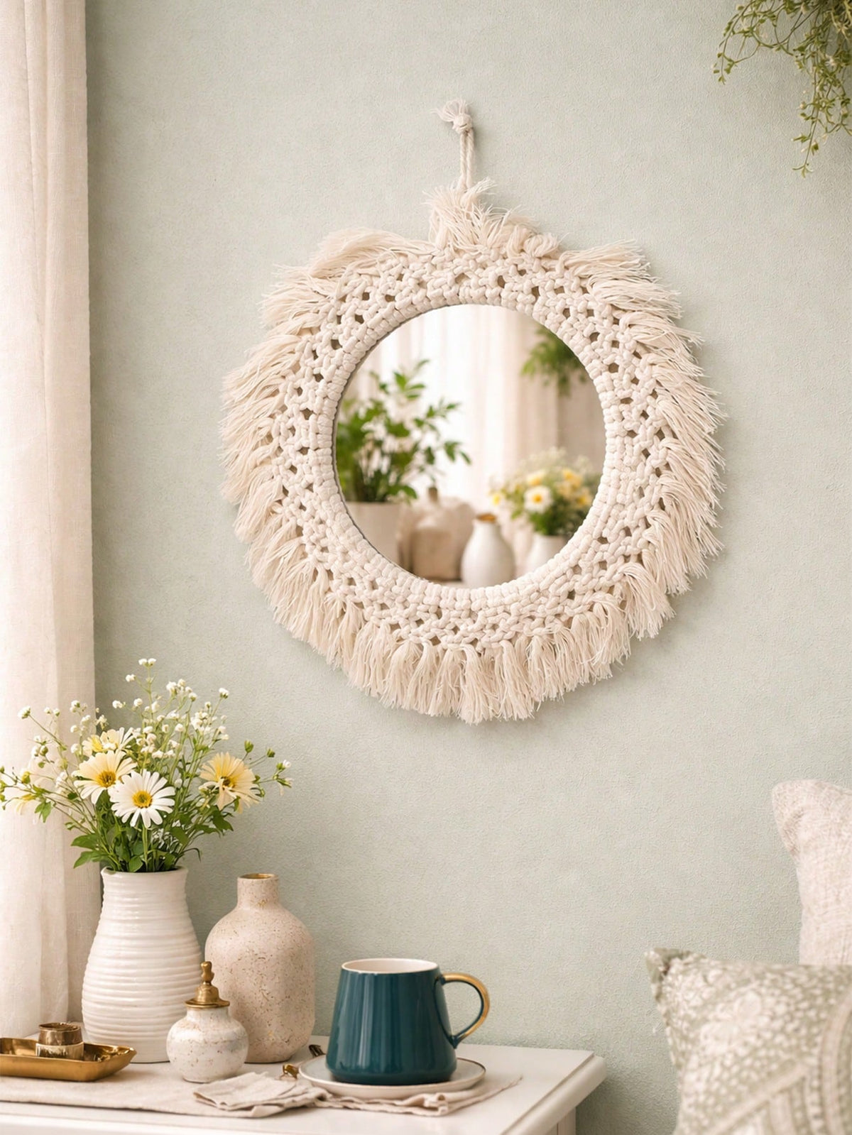boho macrame round wall decor - main photo