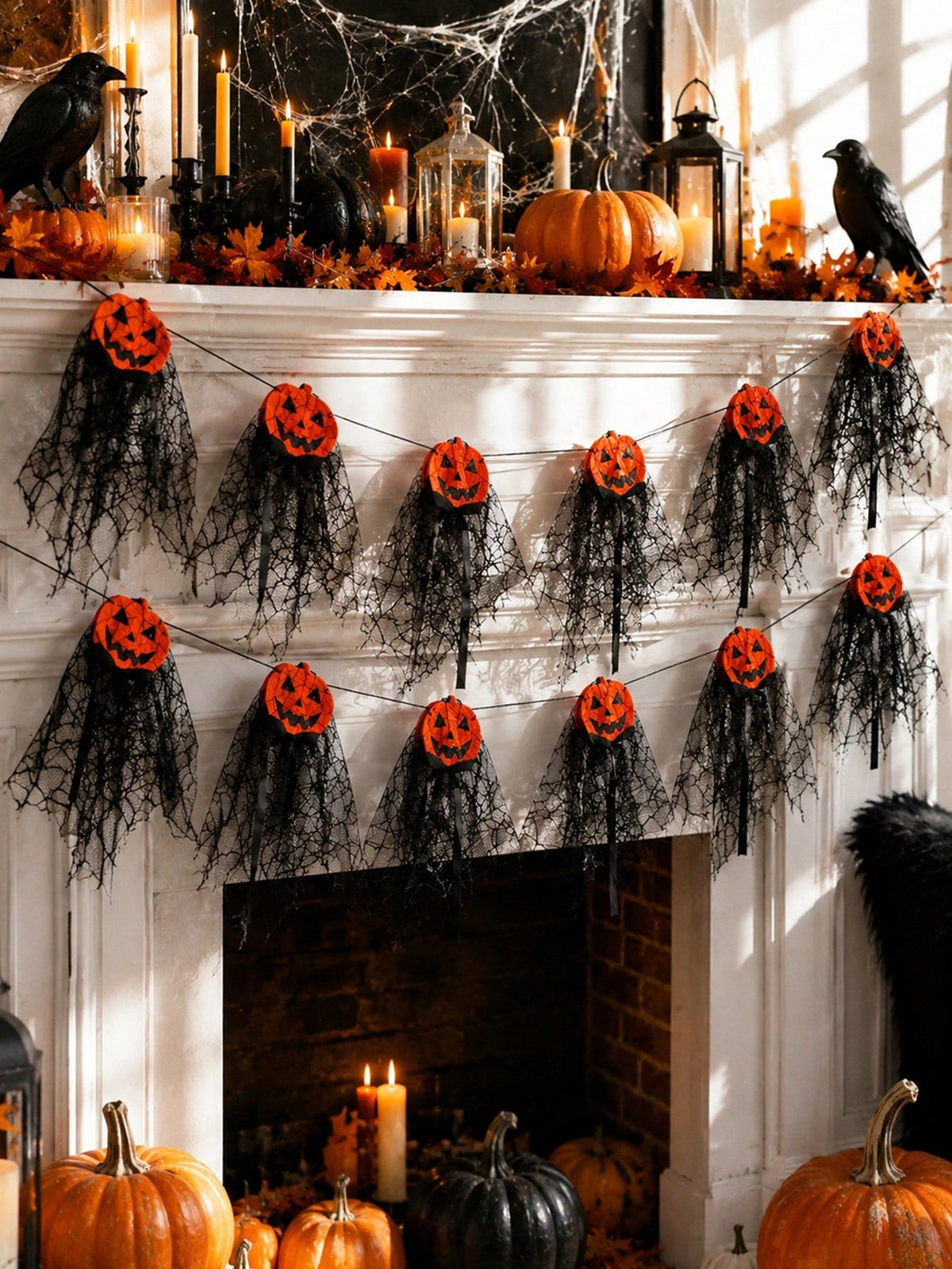 pumpkin black tulle Halloween garland - main photo