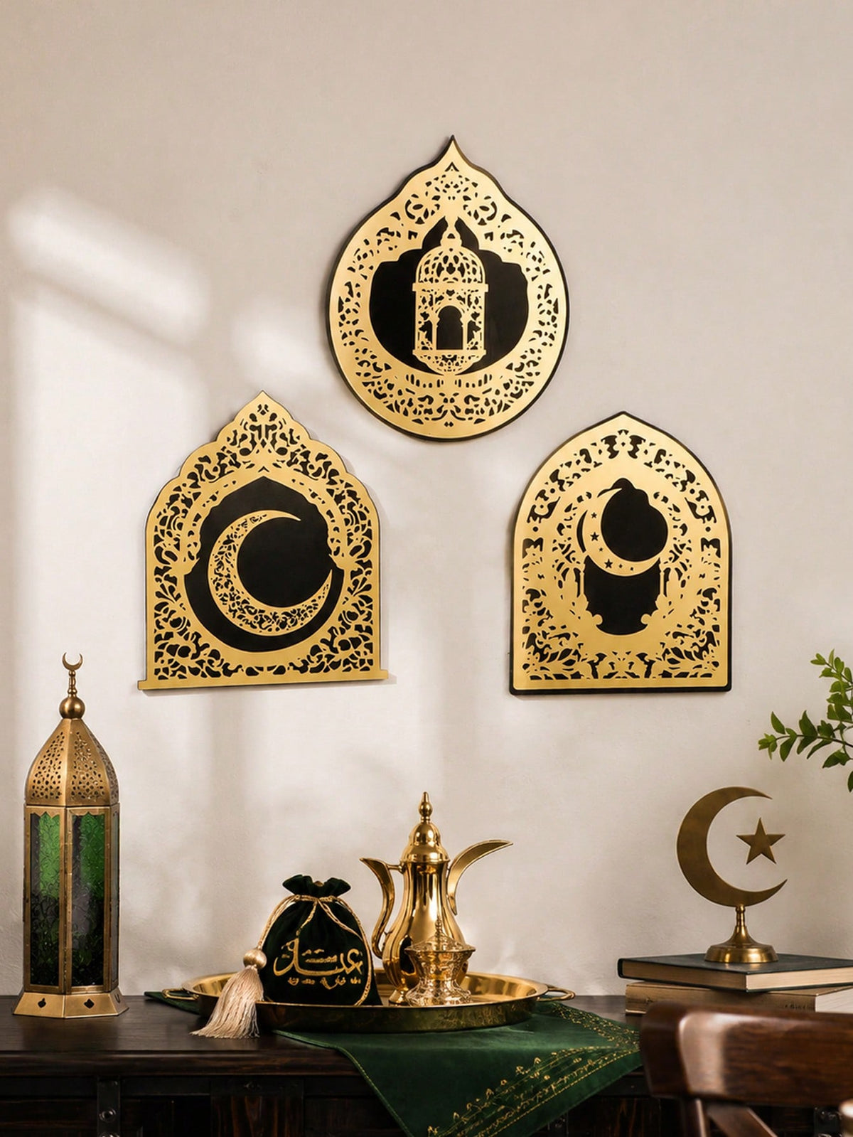 Islamic arch mirror wall art styled in a room, photo 3