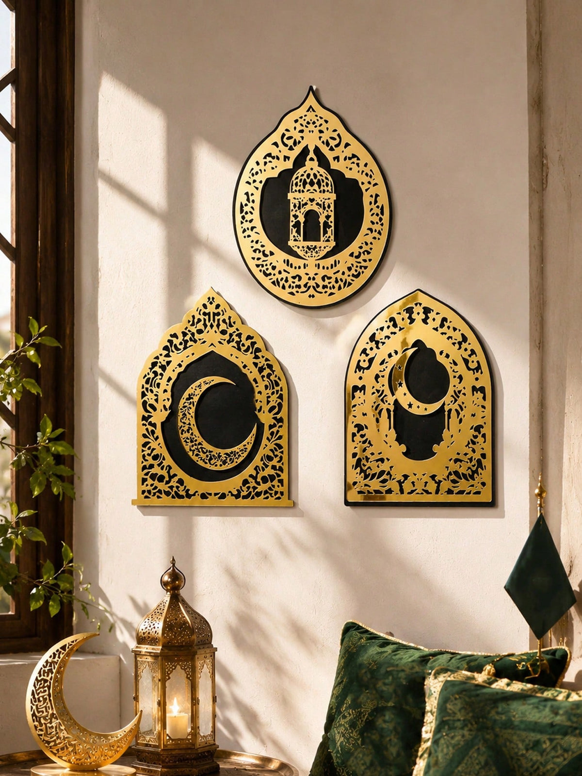 Islamic arch mirror wall art styled in a room, photo 9
