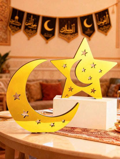 mirror crescent moon and star tabletop decor styled in a room, photo 10