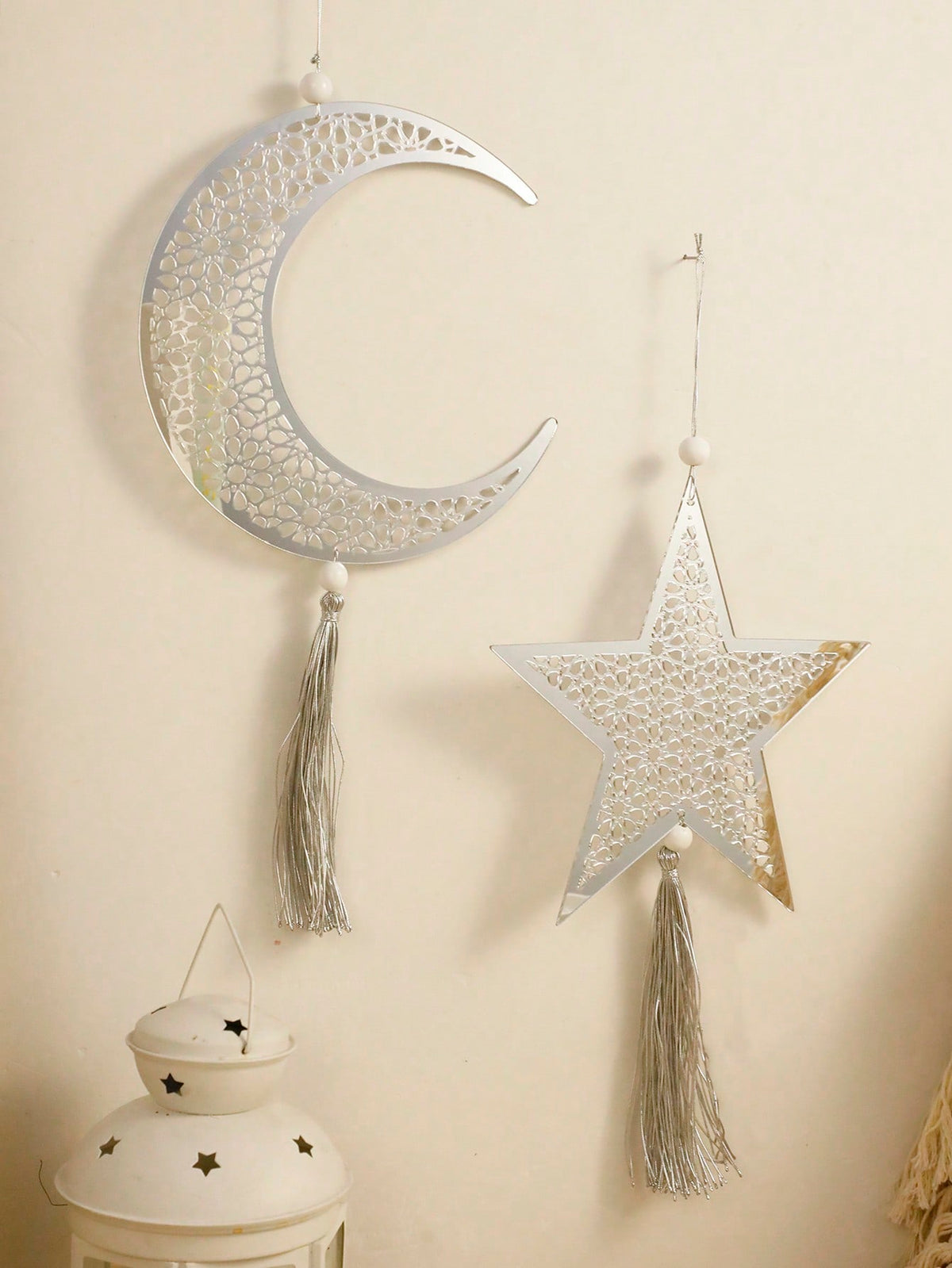 crescent moon and star tassel wall decor styled in a room, photo 9