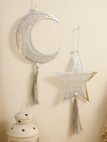 crescent moon and star tassel wall decor styled in a room, photo 9