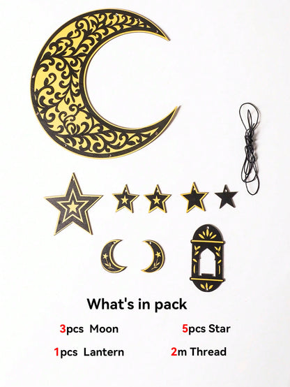 crescent moon lantern vine wall hanging size and details, photo 10
