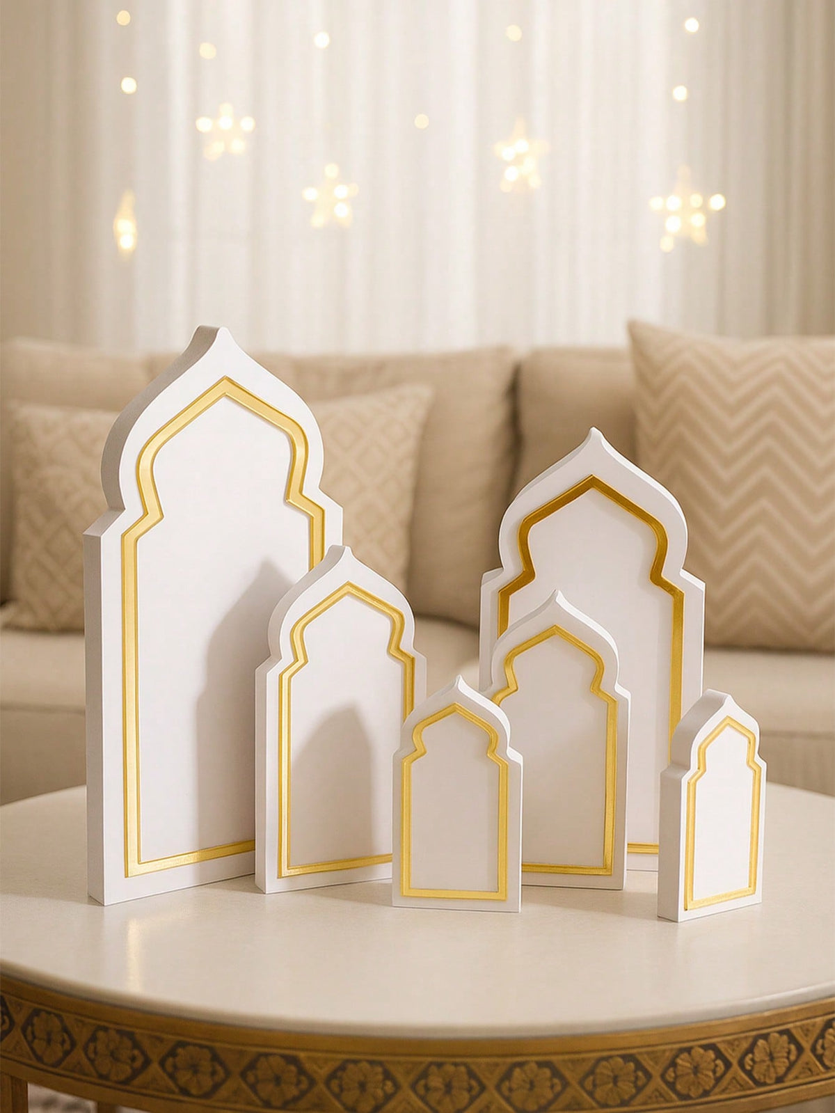 Islamic arch tabletop decor set styled in a room, photo 3