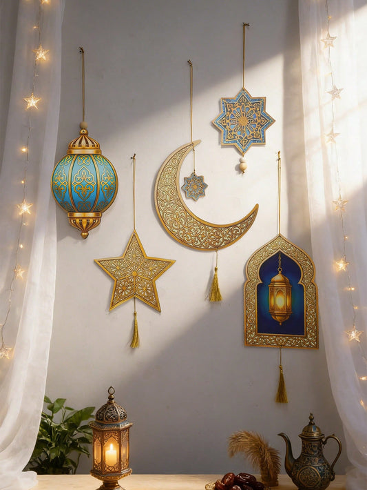 lantern moon and star hanging ornaments styled in a room, photo 2