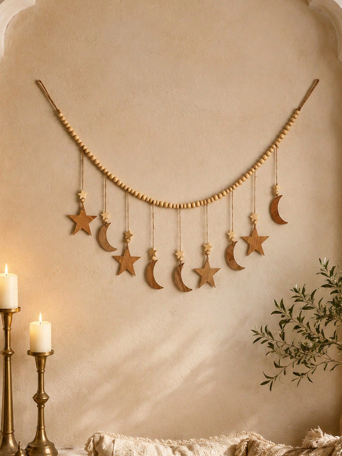 moon and star beaded garland styled in a room, photo 3