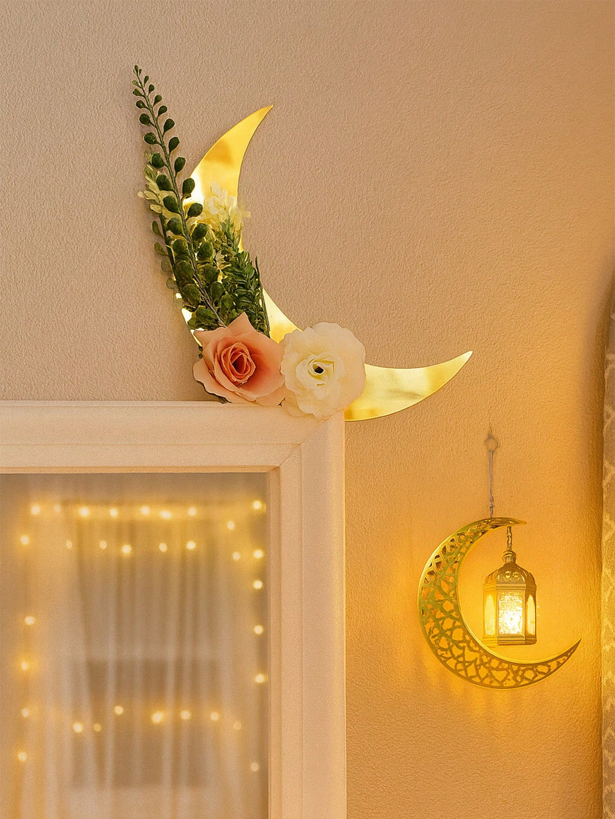 floral crescent moon door corner decor styled in a room, photo 2