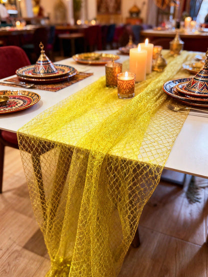 glitter sheer table runner styled in a room, photo 3