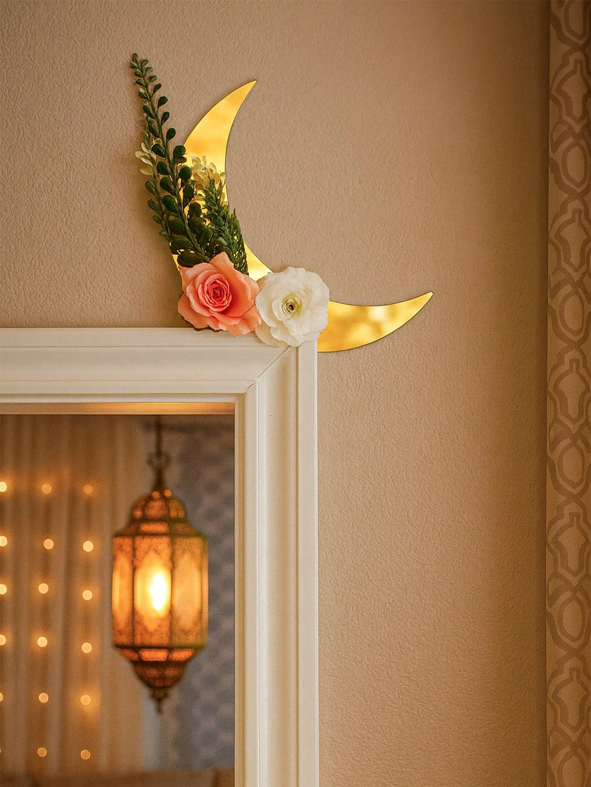 floral crescent moon door corner decor styled in a room, photo 3
