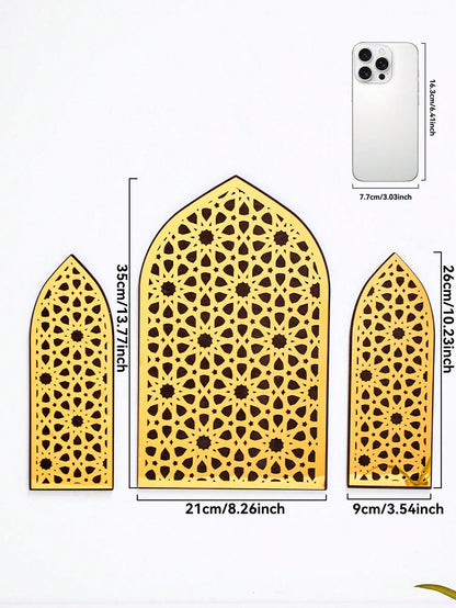 gold mashrabiya arch wall art size and details, photo 7