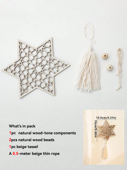 crescent moon and geometric star tassel hanging size and details, photo 16