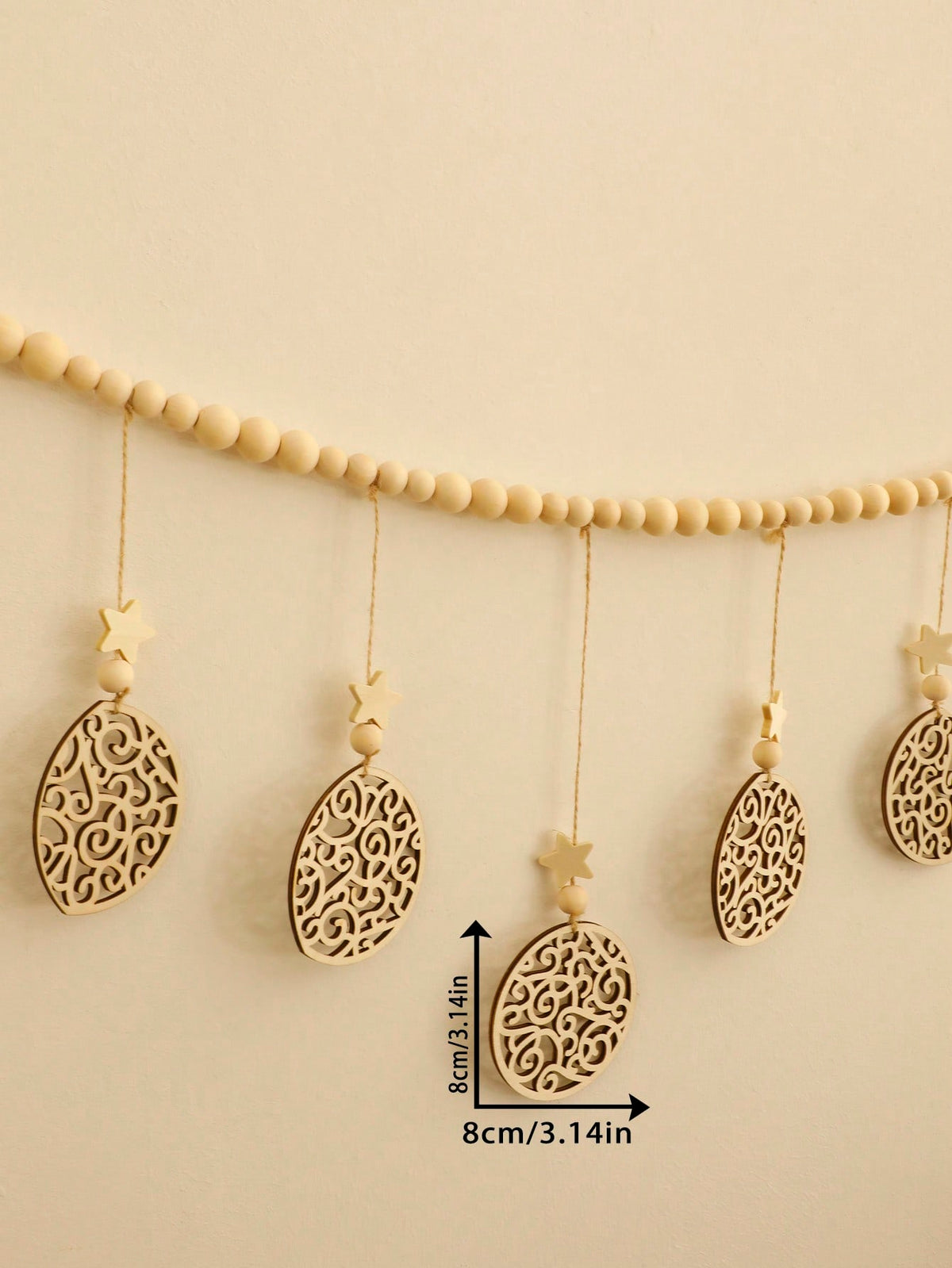 beaded filigree crescent moon garland size and details, photo 9