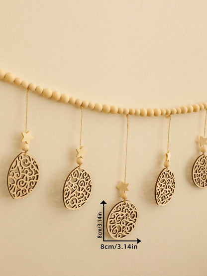 beaded filigree crescent moon garland size and details, photo 9