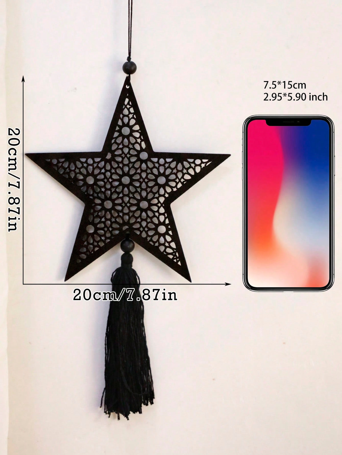 filigree star tassel wall hanging size and details, photo 9