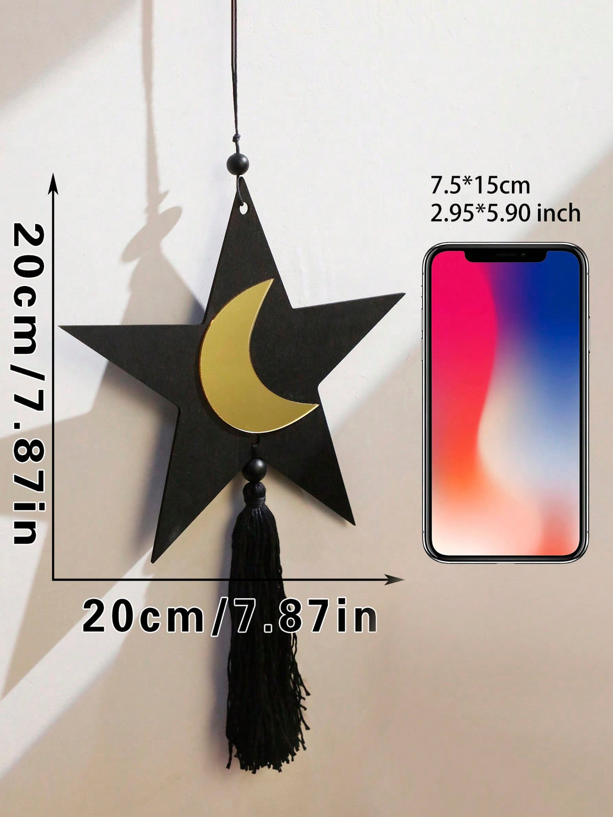 star and crescent tassel wall hanging size and details, photo 11