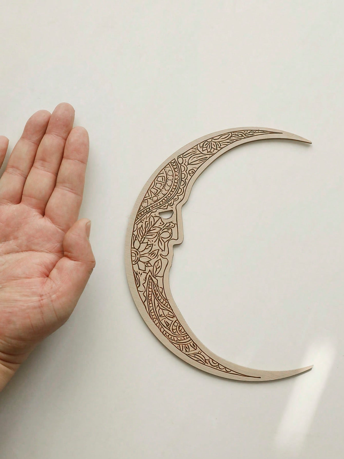 carved crescent moon door corner decor size and details, photo 11