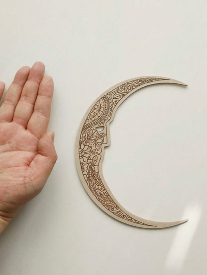 carved crescent moon door corner decor size and details, photo 11
