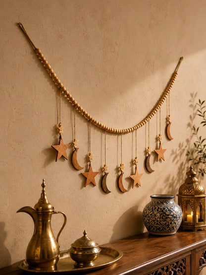 moon and star beaded garland styled in a room, photo 4