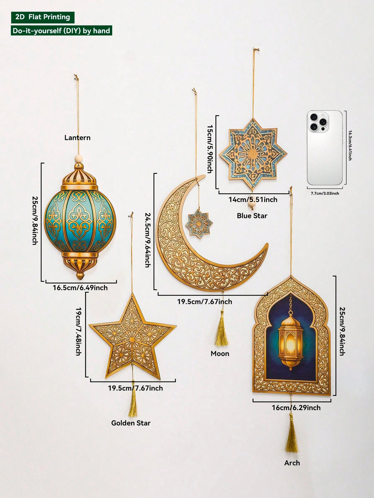 lantern moon and star hanging ornaments size and details, photo 9
