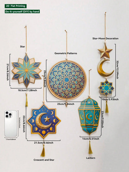 geometric star and crescent hanging ornaments size and details, photo 10