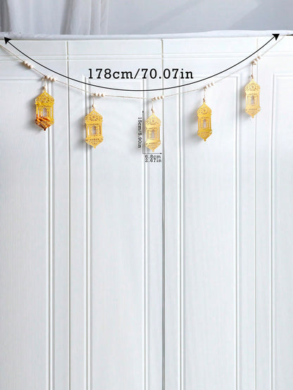 gold geometric lantern garland size and details, photo 10